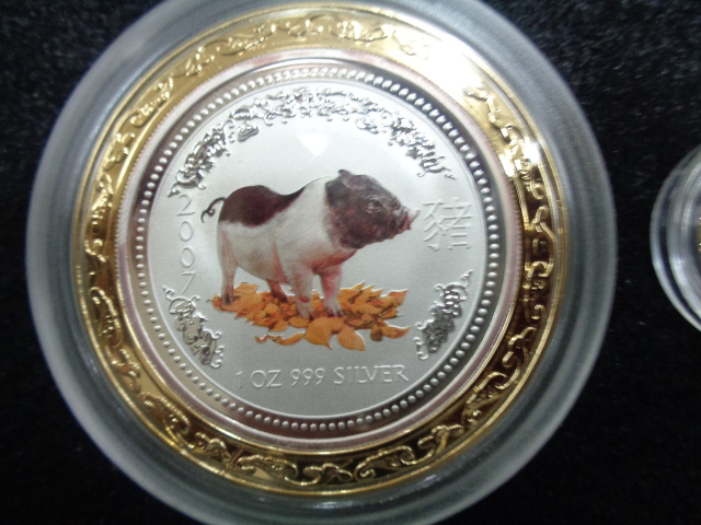 现代金银贵金属币-2007 澳大利亚生肖猪年 金