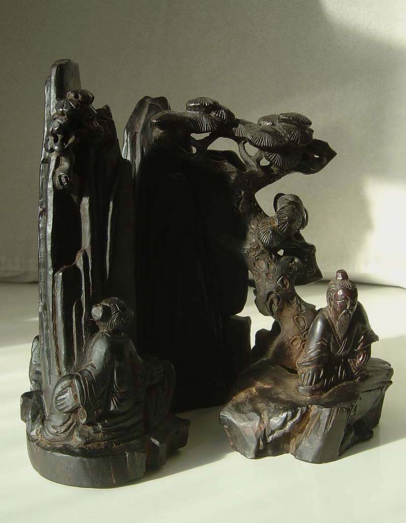 古玩透雕雕漆器-清代紫檀木镂空立体竹木高士环保设备有限公司工程佛山市三叶图片