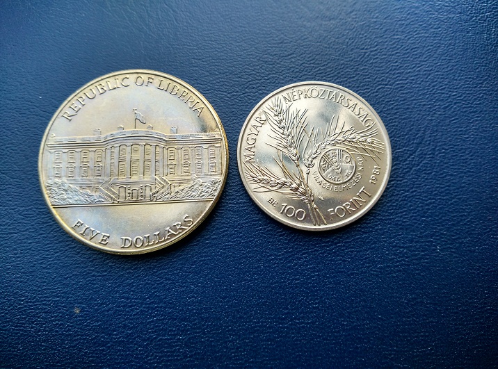 (硬*币)利比里亚克朗型币;匈牙利纪念币;美*元;